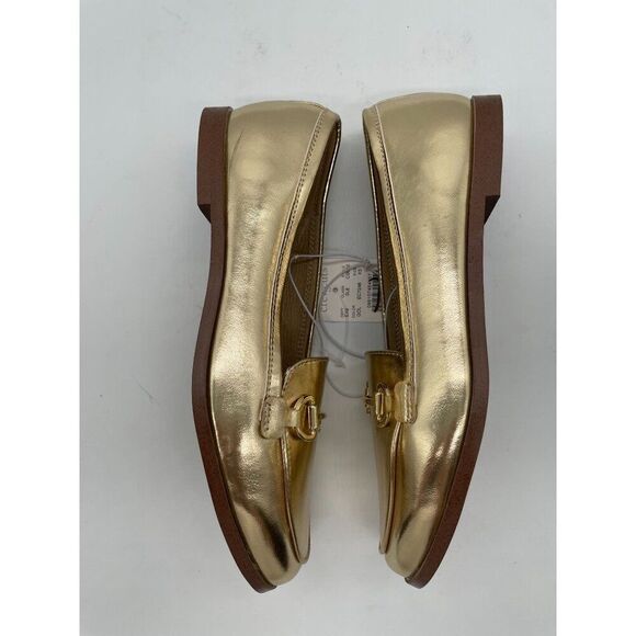 J. Crew Crew Cuts Girls Metallic Gold Horse Bit Loafers Flats Sz 5 Preppy Shool - Picture 8 of 12